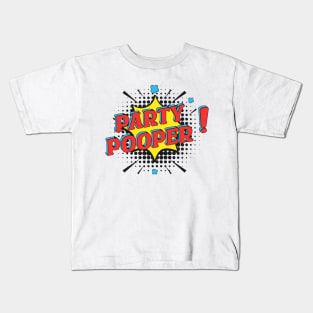 Party Pooper superhero comics design Kids T-Shirt